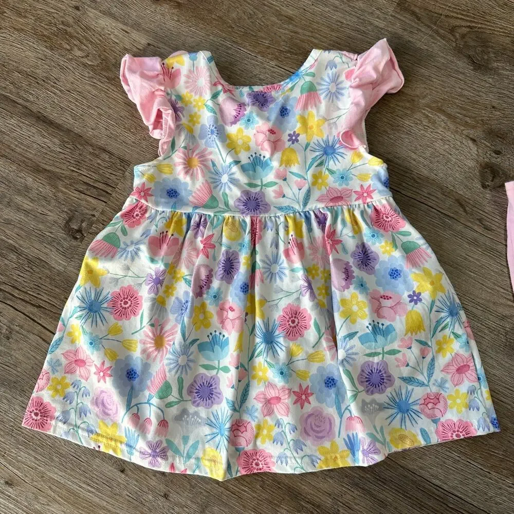Marie Nichole Girls Large Outfit Easter Short Sleeve Tights Pink Bunny 4 Floral